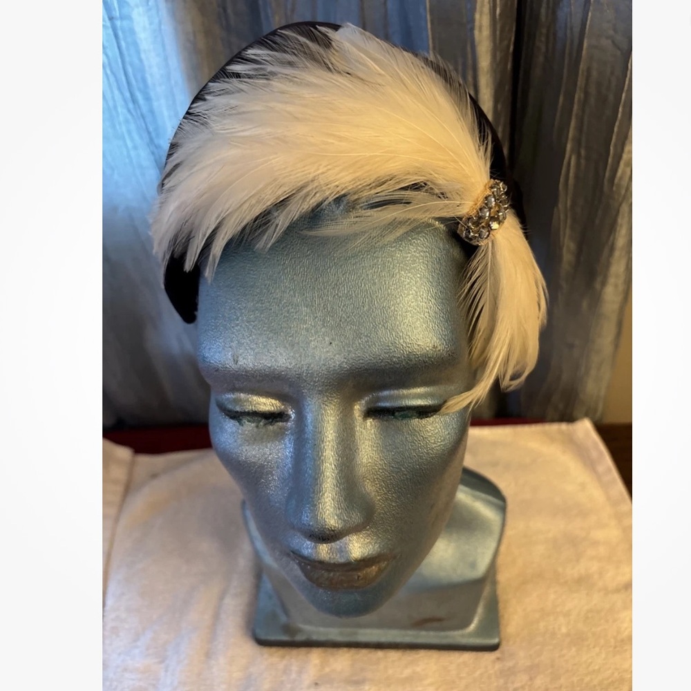 Feather & Crystal Accent Headband in Cream